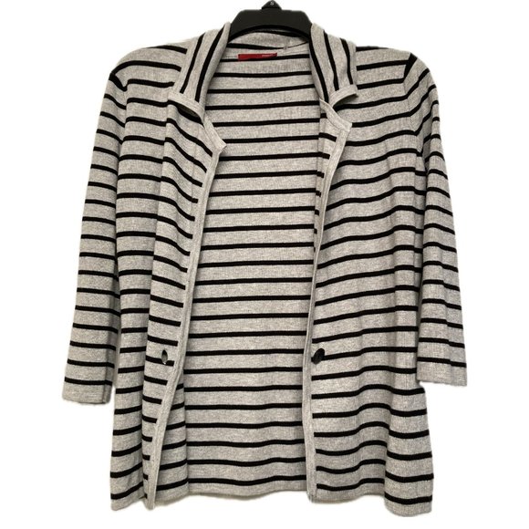 Gray and Black Striped Cardigan Sweater NWOT - Picture 3 of 5
